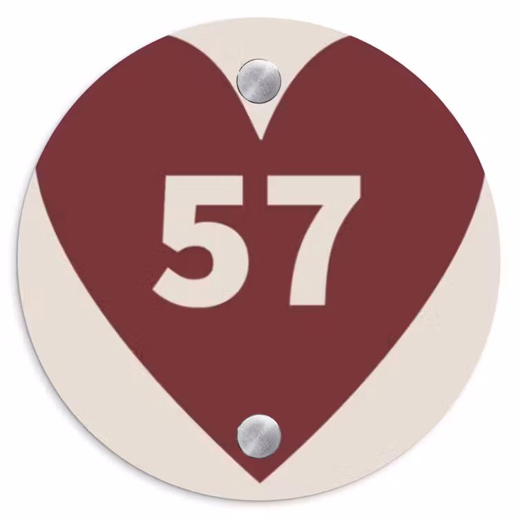 Rood hart - Traditioneel Naambord Rond klein -3d