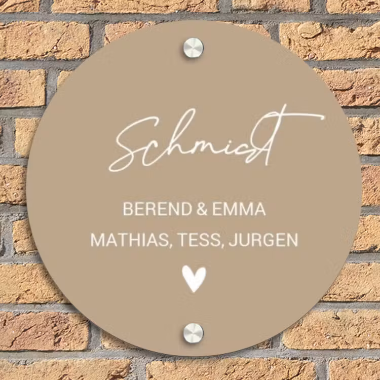 Zandkleur - Sierlijk Naambord Rond klein -sfeer1
