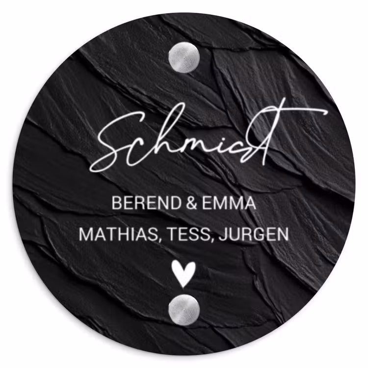 Leisteen - Sierlijk Naambord Rond klein -3d