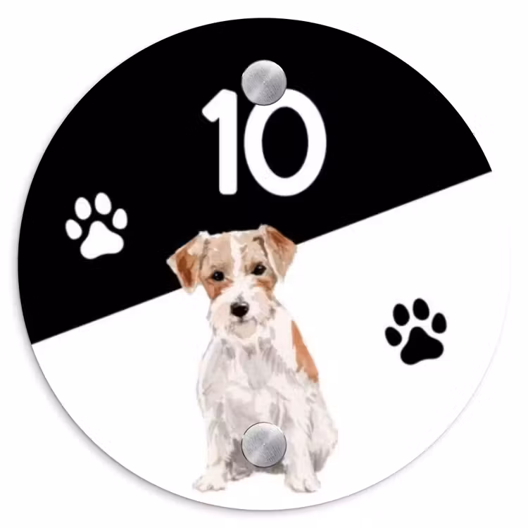 Zwart wit - Huisdier - Jack Russel Naambord Rond klein -3d