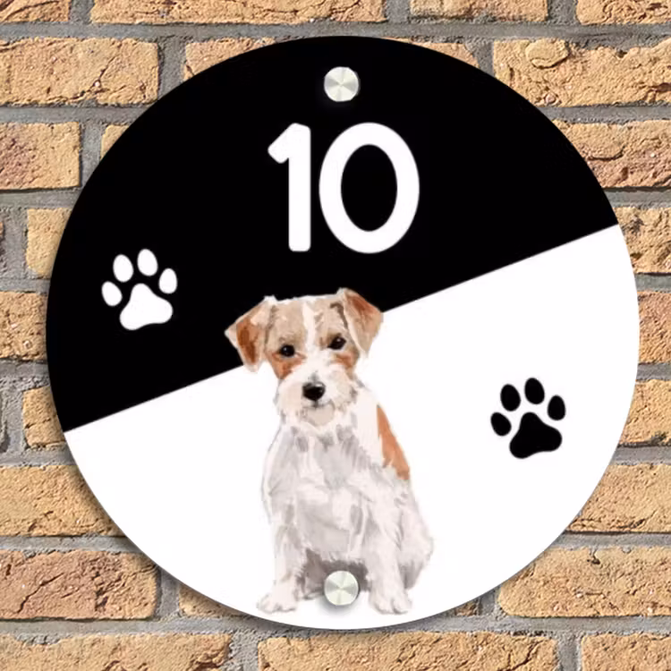 Zwart wit - Huisdier - Jack Russel Naambord Rond klein -sfeer1