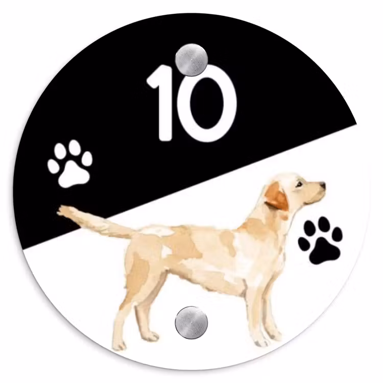 Zwart wit - Huisdier - Labrador Naambord Rond klein -3d