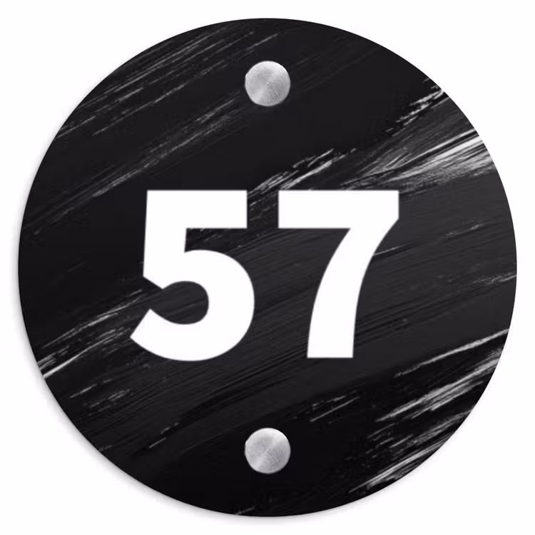 Zwart verftextuur - Traditioneel Naambord Rond klein -3d