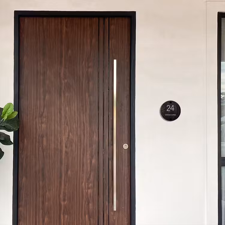 Zwarte houten nerf - Klassiek Naambord Rond klein -sfeer10-rond-XS