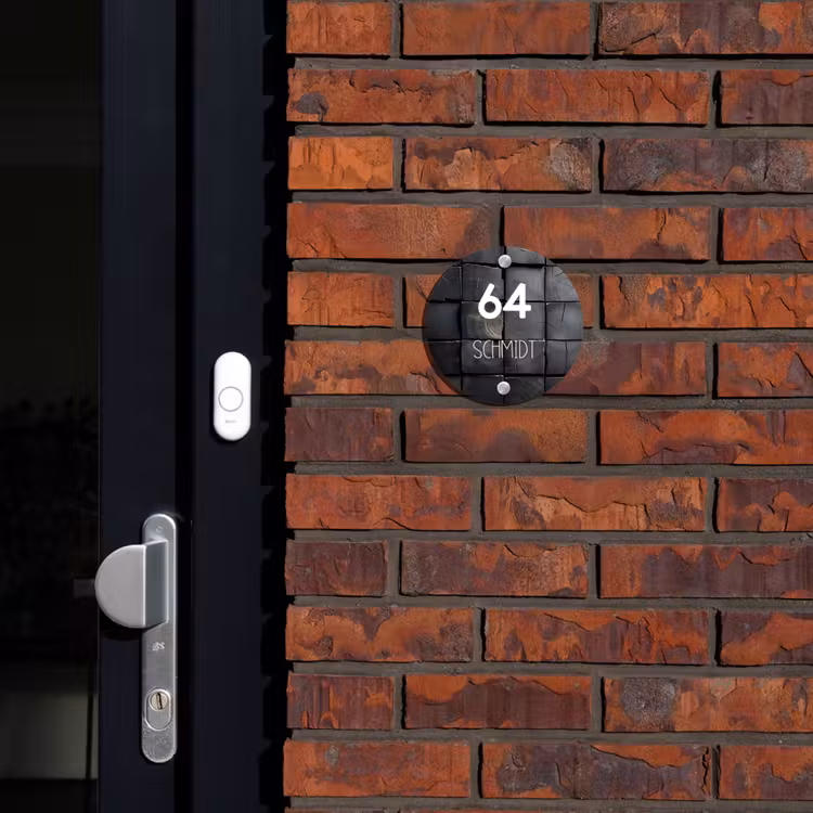Zwarte houtblokken - Modern Naambord Rond klein -sfeer1-rond-XS
