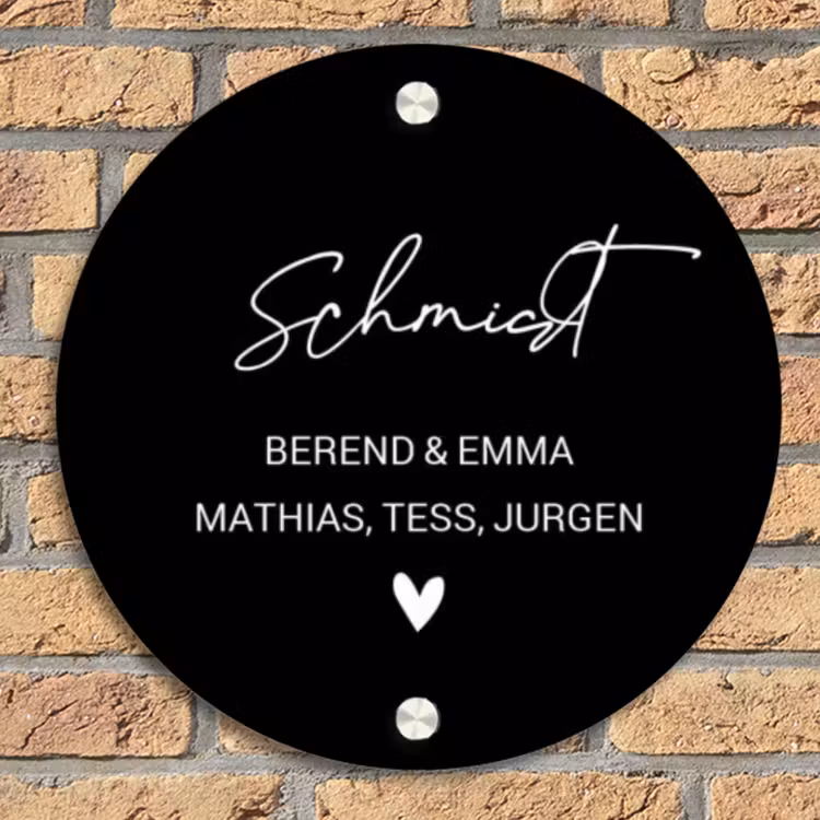 Zwart vlak - Sierlijk Naambord Rond klein -sfeer1