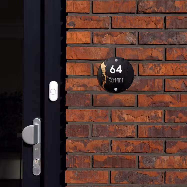 Zwart goud structuur - Modern Naambord Rond klein -sfeer1-rond-XS