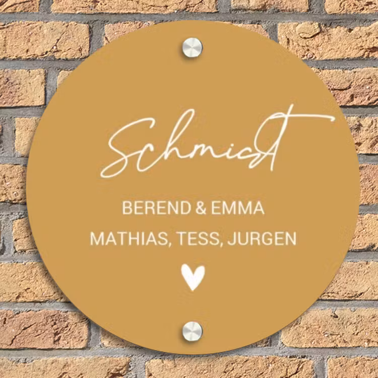 Mosterdgeel - Sierlijk Naambord Rond klein -sfeer1