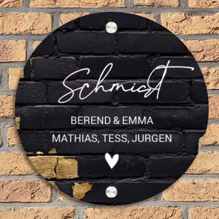 Stenen goud zwart - Sierlijk Naambord Rond klein -sfeer1