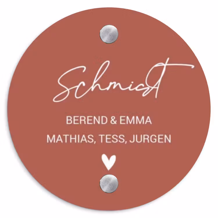 Terracotta - Sierlijk Naambord Rond klein -3d