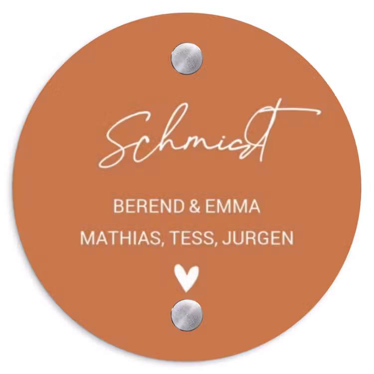 Terracotta - Sierlijk Naambord Rond klein -3d