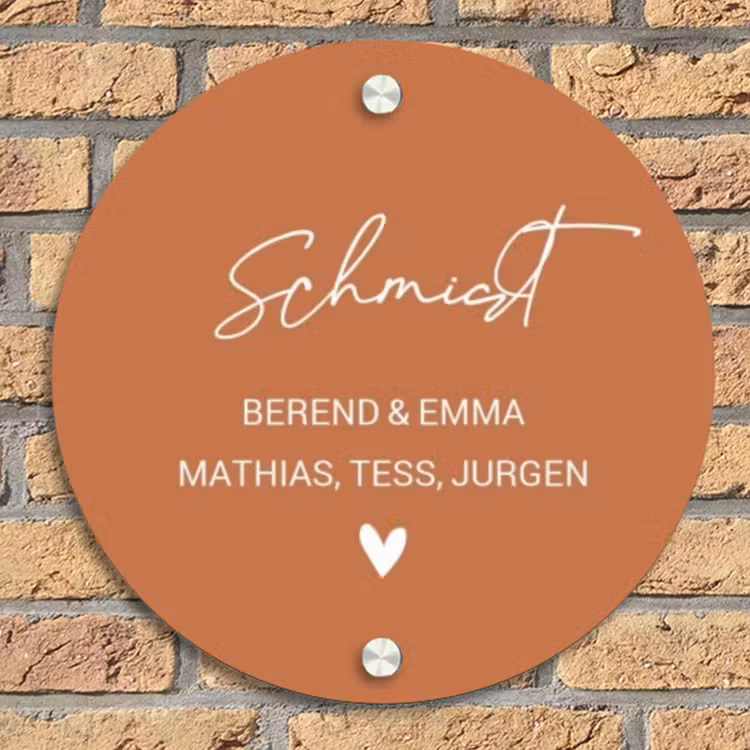 Terracotta - Sierlijk Naambord Rond klein -sfeer1