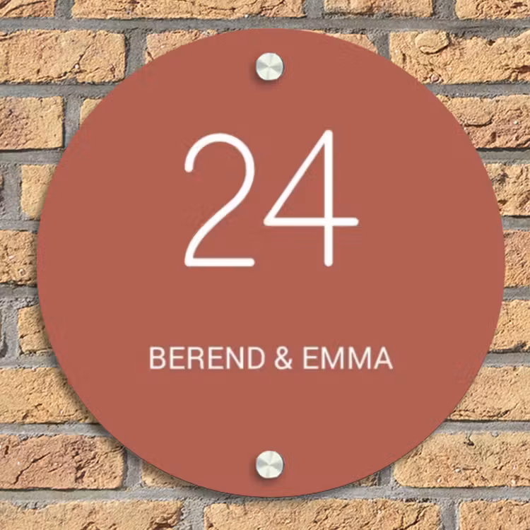 Terracotta - Klassiek Naambord Rond klein -sfeer1
