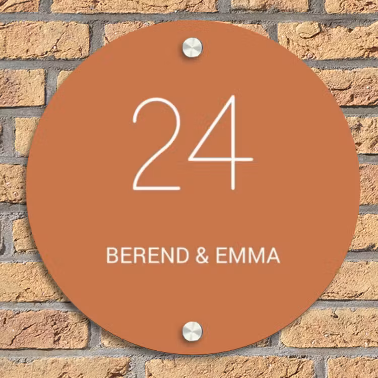 Terracotta - Klassiek Naambord Rond klein -sfeer1