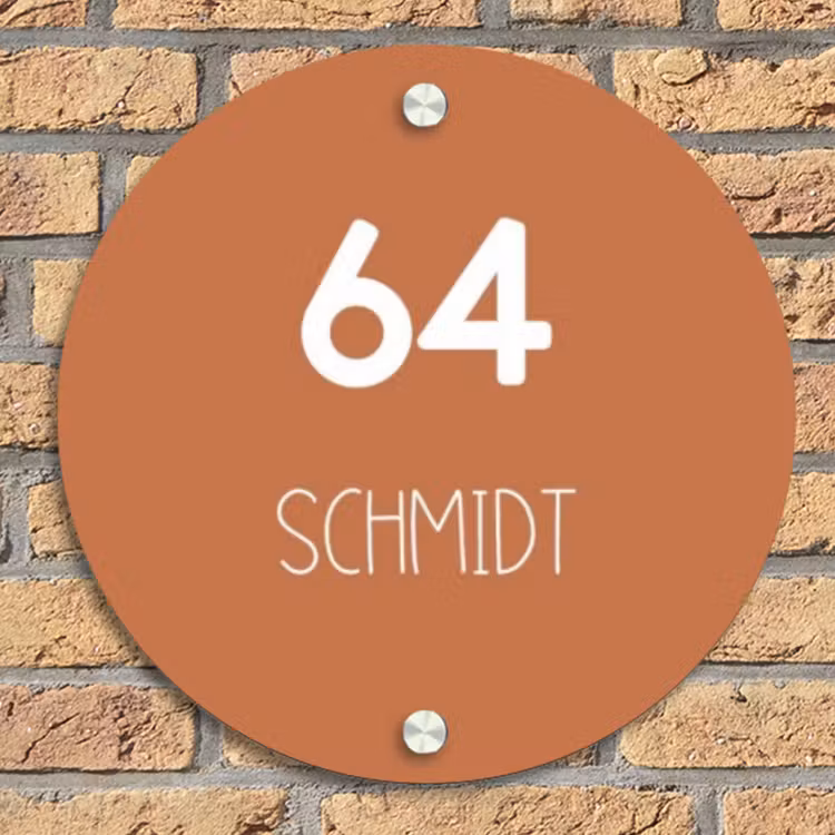 Terracotta - Modern Naambord Rond klein -sfeer1