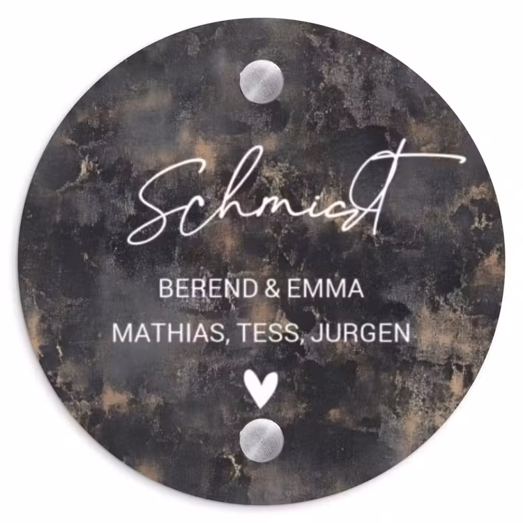 Verweerd metaal - Sierlijk Naambord Rond klein -3d