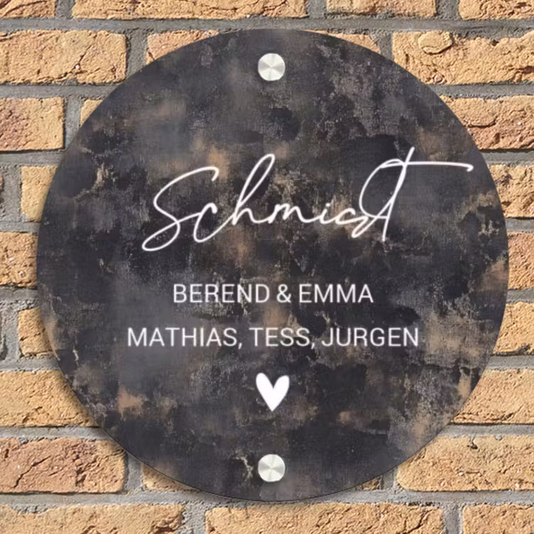 Verweerd metaal - Sierlijk Naambord Rond klein -sfeer1