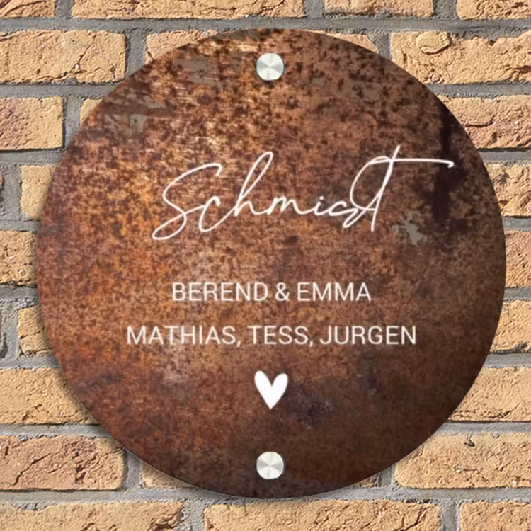 Verweerd metaal - Sierlijk Naambord Rond klein -sfeer1
