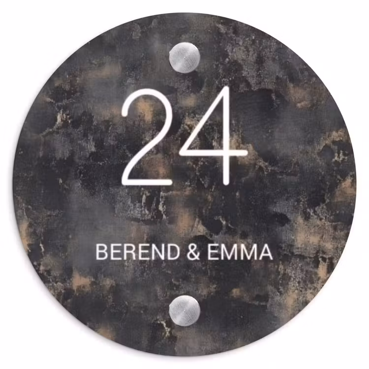 Verweerd metaal - Klassiek Naambord Rond klein -3d