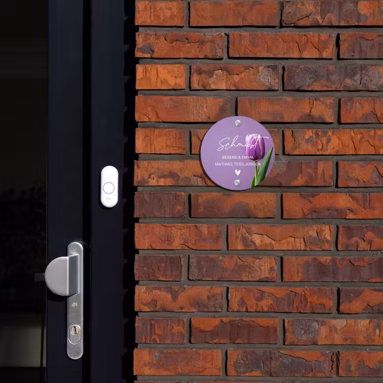 Paarse tulp - Sierlijk Naambord Rond klein -sfeer1-rond-XS