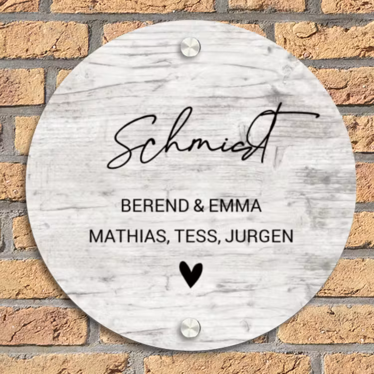Witgrijs hout - Sierlijk Naambord Rond klein -sfeer1