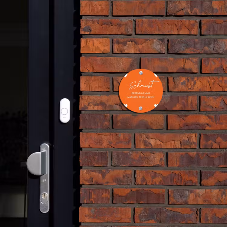 Weiße Herzchen in den Ecken - Elegant Naambord Rond klein -sfeer1-rond-XS