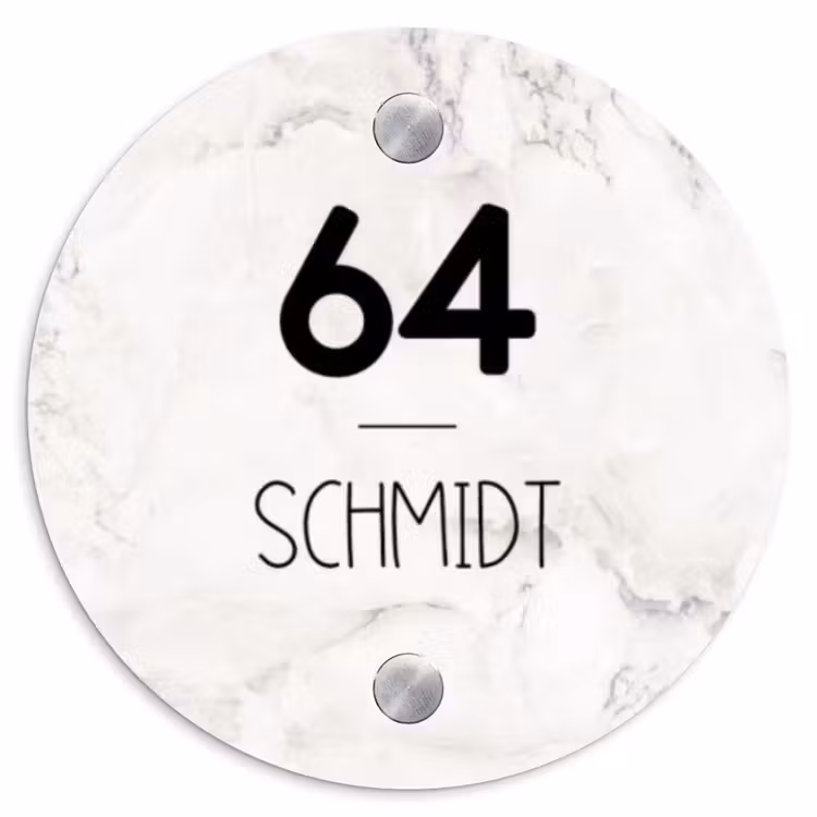 Wit marmer - Modern Naambord Rond klein -3d