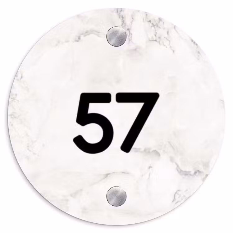 Wit marmer - Traditioneel Naambord Rond klein -3d
