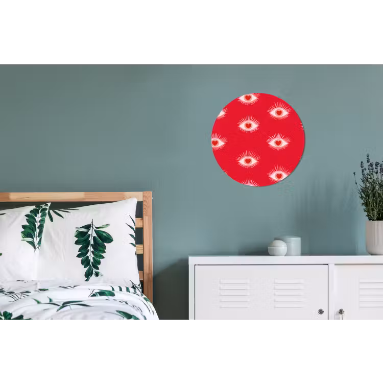 Ogen - Hart - Abstract - Rood - Roze Wandcirkel aluminium klein 190 -slaapkamer