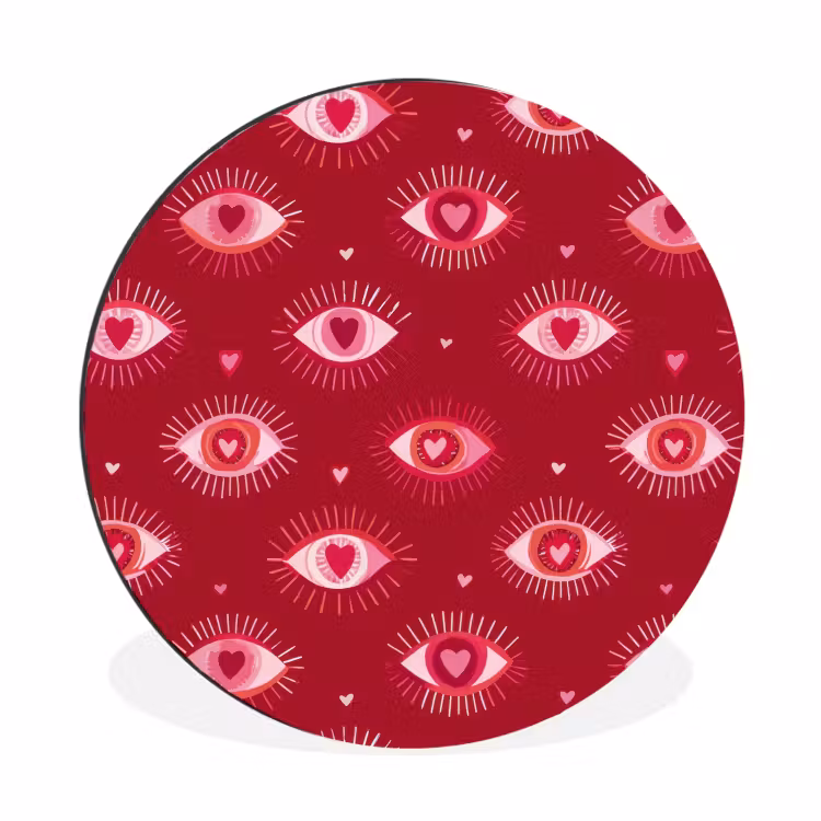 Ogen - Patroon - Roze - Donkerrood Wandcirkel aluminium klein 190 -3d
