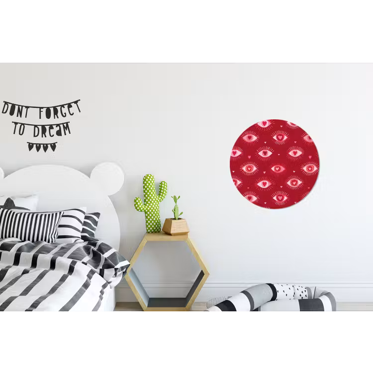Ogen - Patroon - Roze - Donkerrood Wandcirkel aluminium klein 190 -kinderkamer