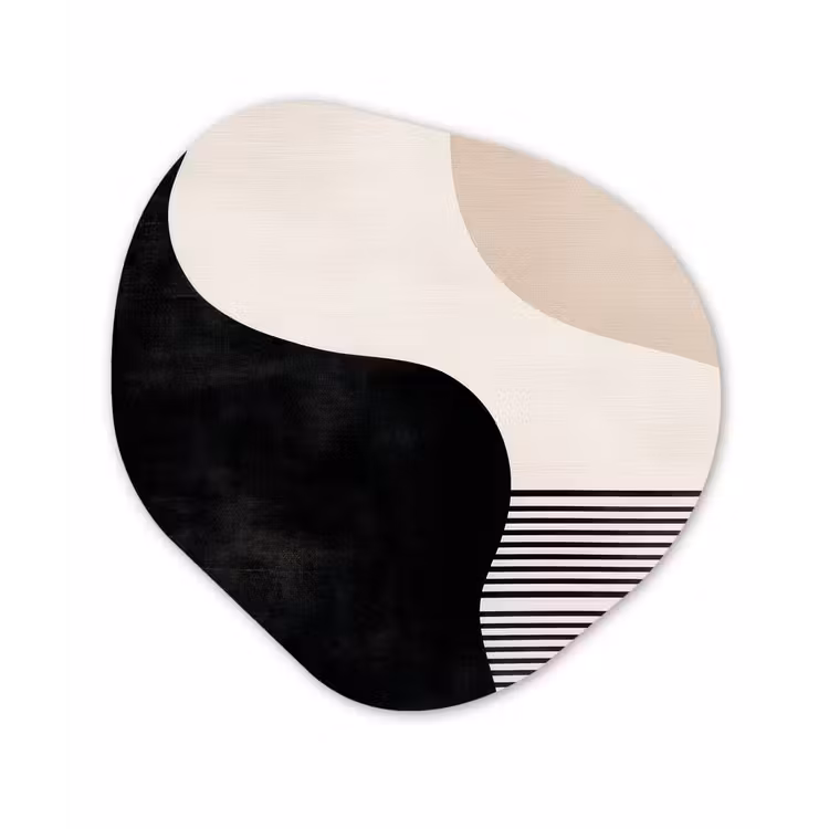 Abstract - Japandi - Beige - Modern Wandcirkel Organisch Aluminium middel -3d