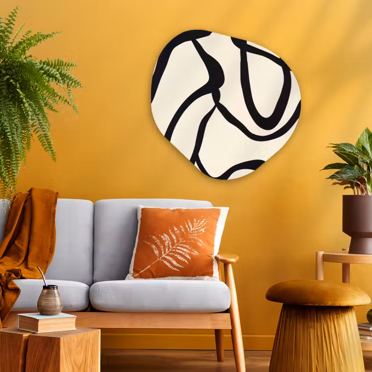 Abstract - Lijnen - Modern - Beige Wandcirkel Organisch Aluminium middel -sfeer4