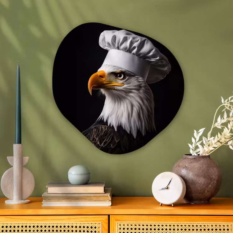 Arend -Amerika - Koksmuts - Vogel - Stoer Wandcirkel Organisch Aluminium middel -sfeer2