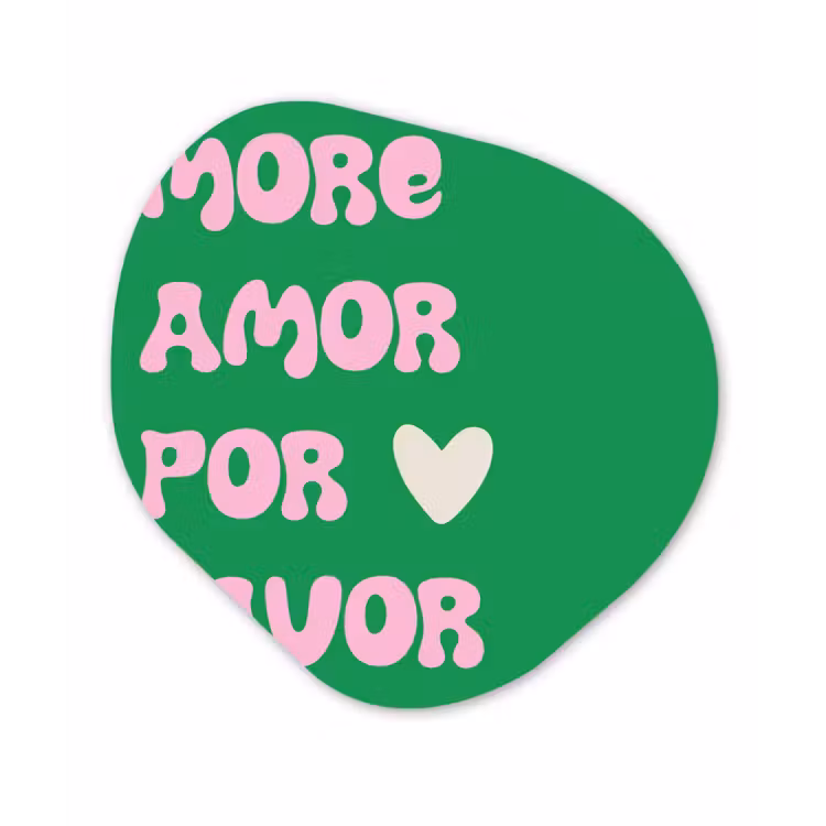Amor - Valentijn - Groen - Tekst Wandcirkel Organisch Aluminium middel -3d