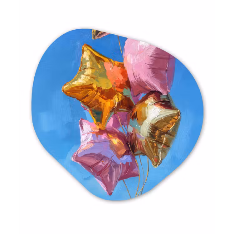 Ballonnen - Goud - Stervorm - Roze Wandcirkel Organisch Aluminium middel -3d
