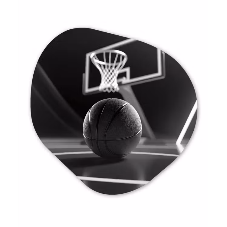 Basketbal - Basketbalveld - Lichtlijnen Wandcirkel Organisch Aluminium middel -3d