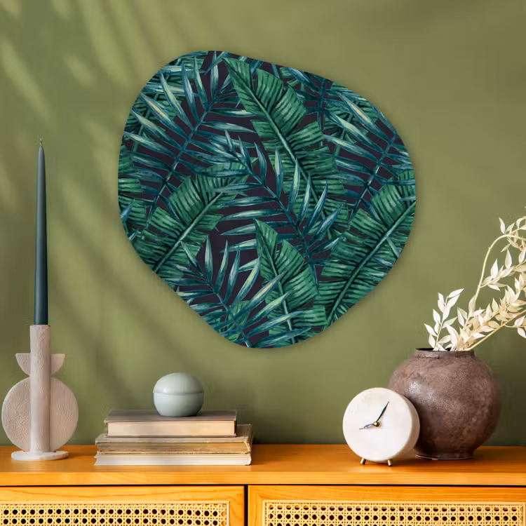 Bladeren - Inductie beschermer - Jungle - Tropical Wandcirkel Organisch Aluminium middel -sfeer2