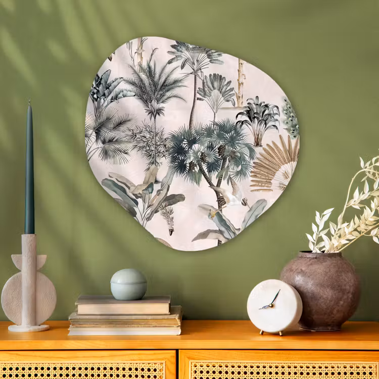 Bladeren - Monstera - Jungle - Tropical Wandcirkel Organisch Aluminium middel -sfeer2