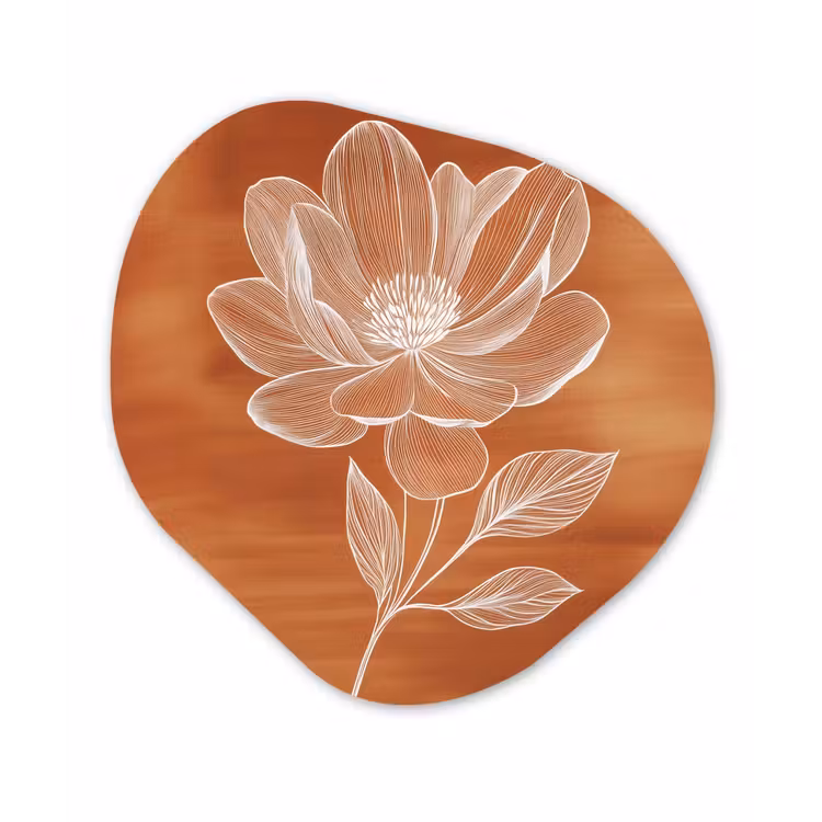Bloem - Minimalistisch - Wit Wandcirkel Organisch Aluminium middel -3d