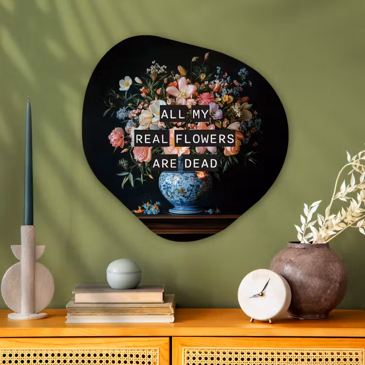 Bloemen - Art - Pastel - Quotes Wandcirkel Organisch Aluminium middel -sfeer2