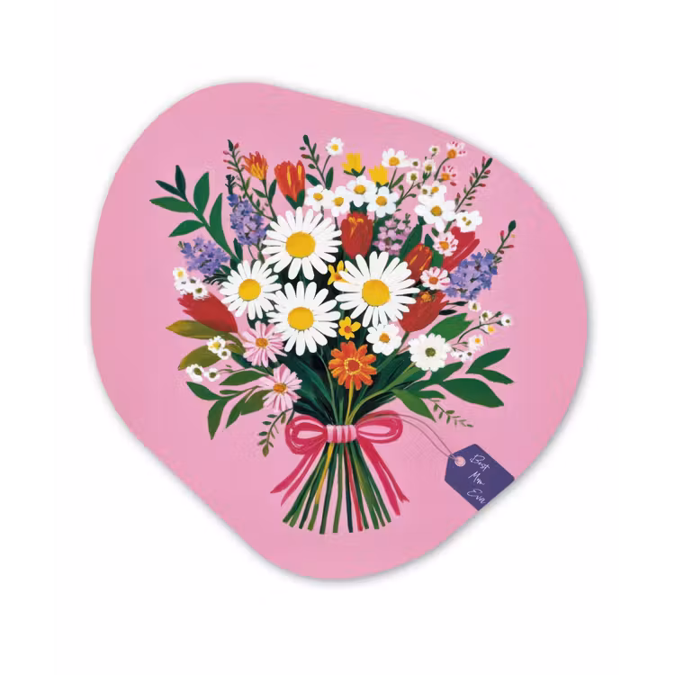 Bloemen - Quote - Kaartje - Kleurrijk Wandcirkel Organisch Aluminium middel -3d
