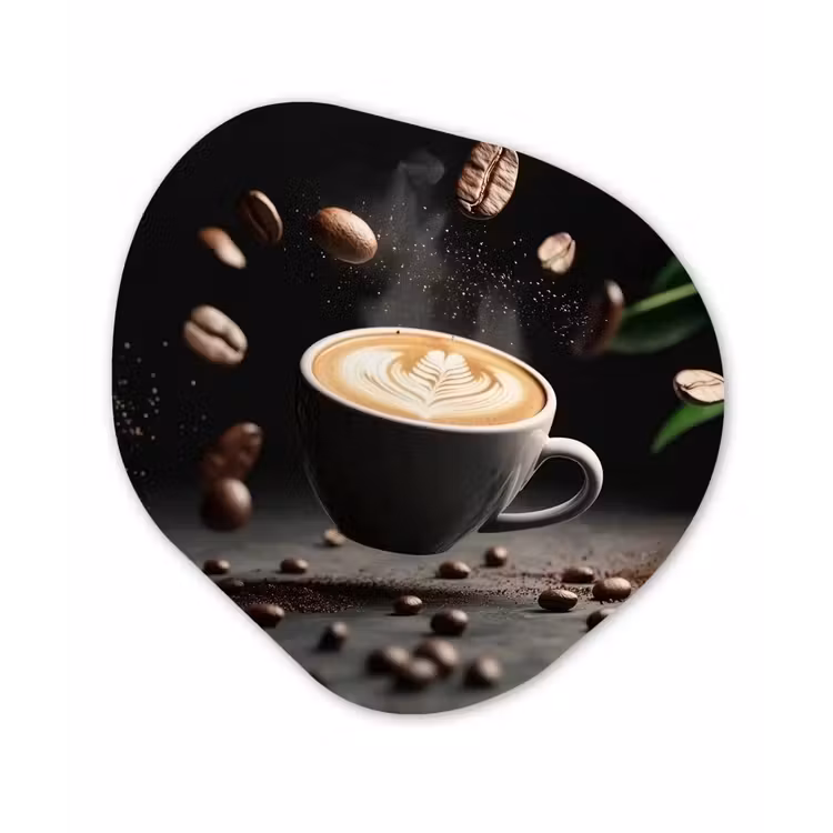 Cappuccino - Kop - Bonen - Bruin Wandcirkel Organisch Aluminium middel -3d