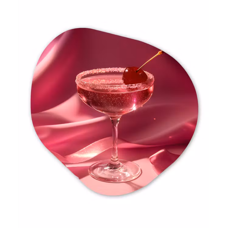 Cocktail - Pink - Luxe Wandcirkel Organisch Aluminium middel -3d