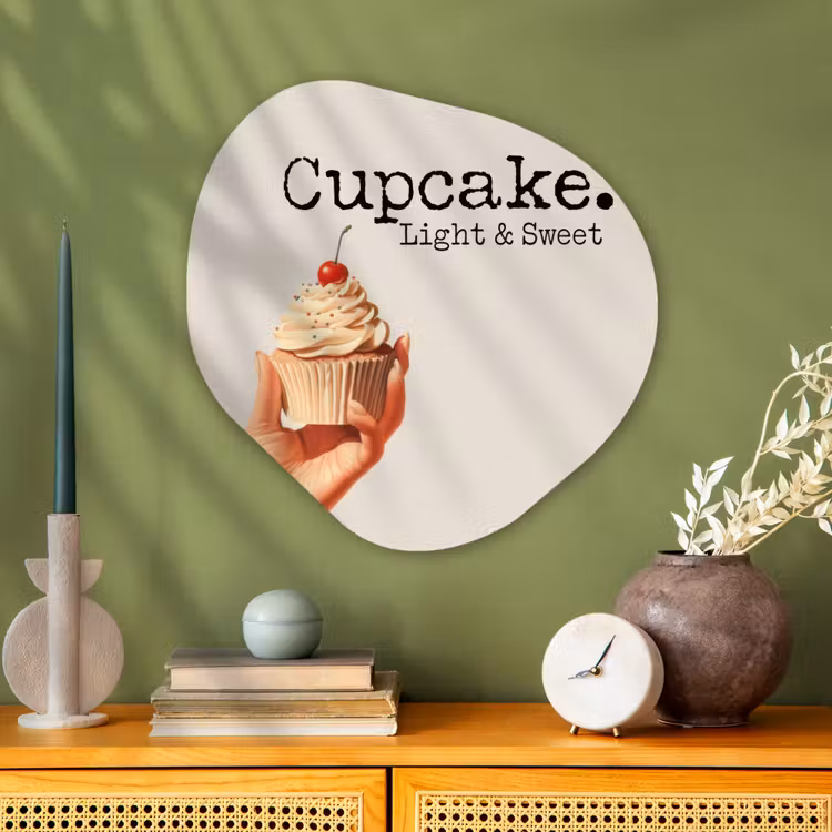 Cupcake - Zoet - Kers Wandcirkel Organisch Aluminium middel -sfeer2