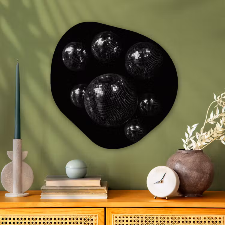 Discoballen - Minimalistisch - Zwart Wandcirkel Organisch Aluminium middel -sfeer2