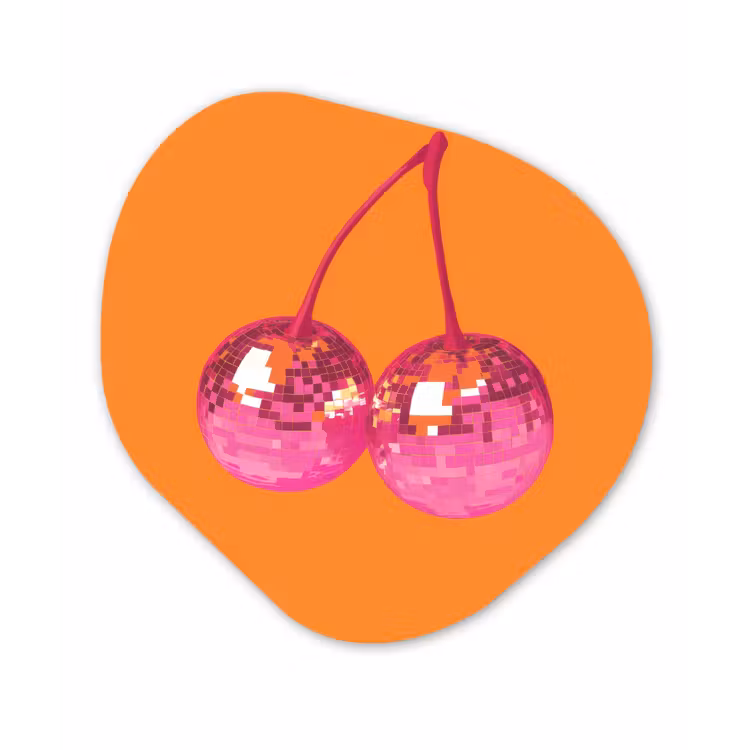 Discoballen - Kers - Spiegels - Roze Wandcirkel Organisch Aluminium middel -3d