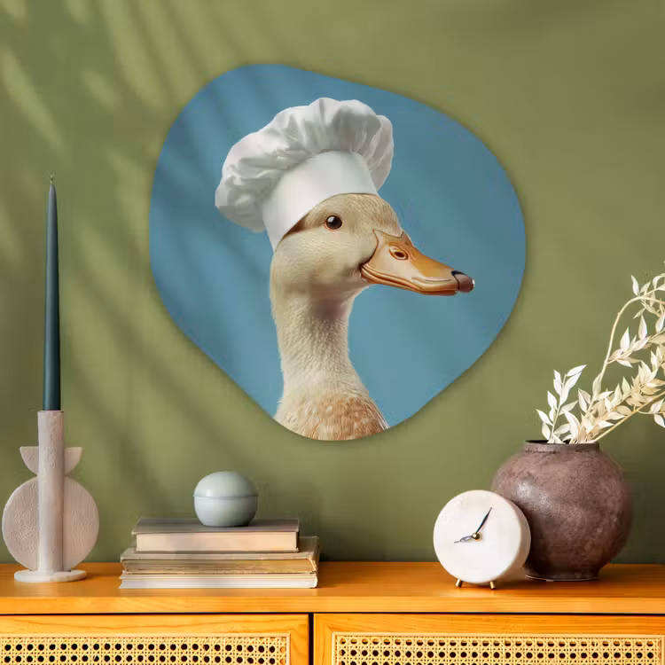 Eend - Koksmuts - Cute - Vogel Wandcirkel Organisch Aluminium middel -sfeer2