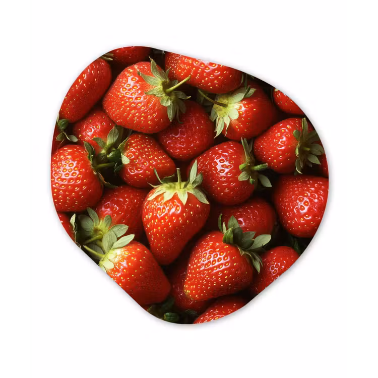 Aardbei - Fruit - Rood Wandcirkel Organisch Aluminium middel -3d
