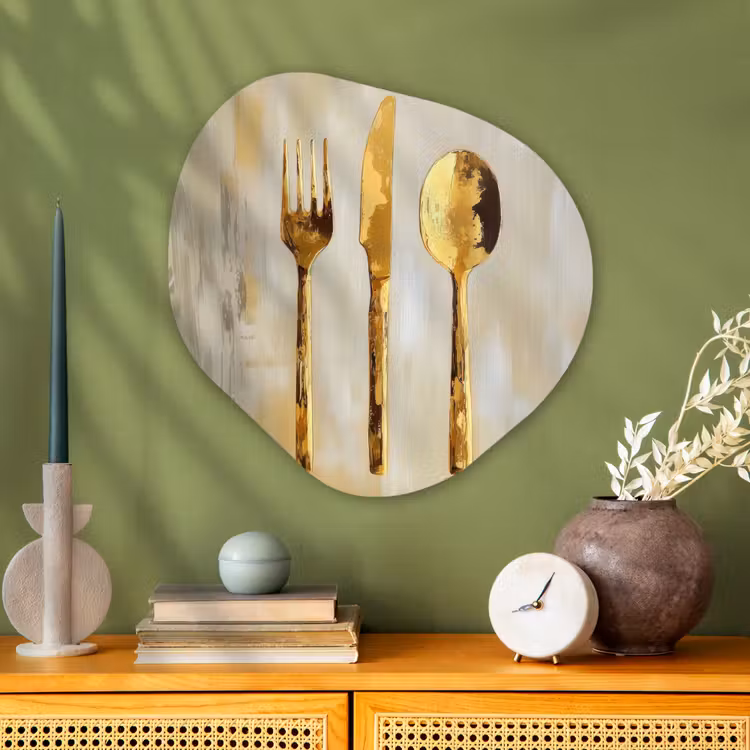 Verf - Goud - Bestek Wandcirkel Organisch Aluminium middel -sfeer2